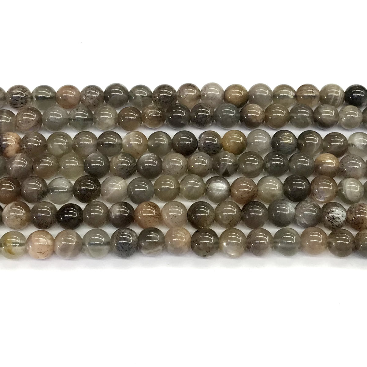 CMS37 Grey Moonstone Beads Smooth Round 6mm 15.5" Strand