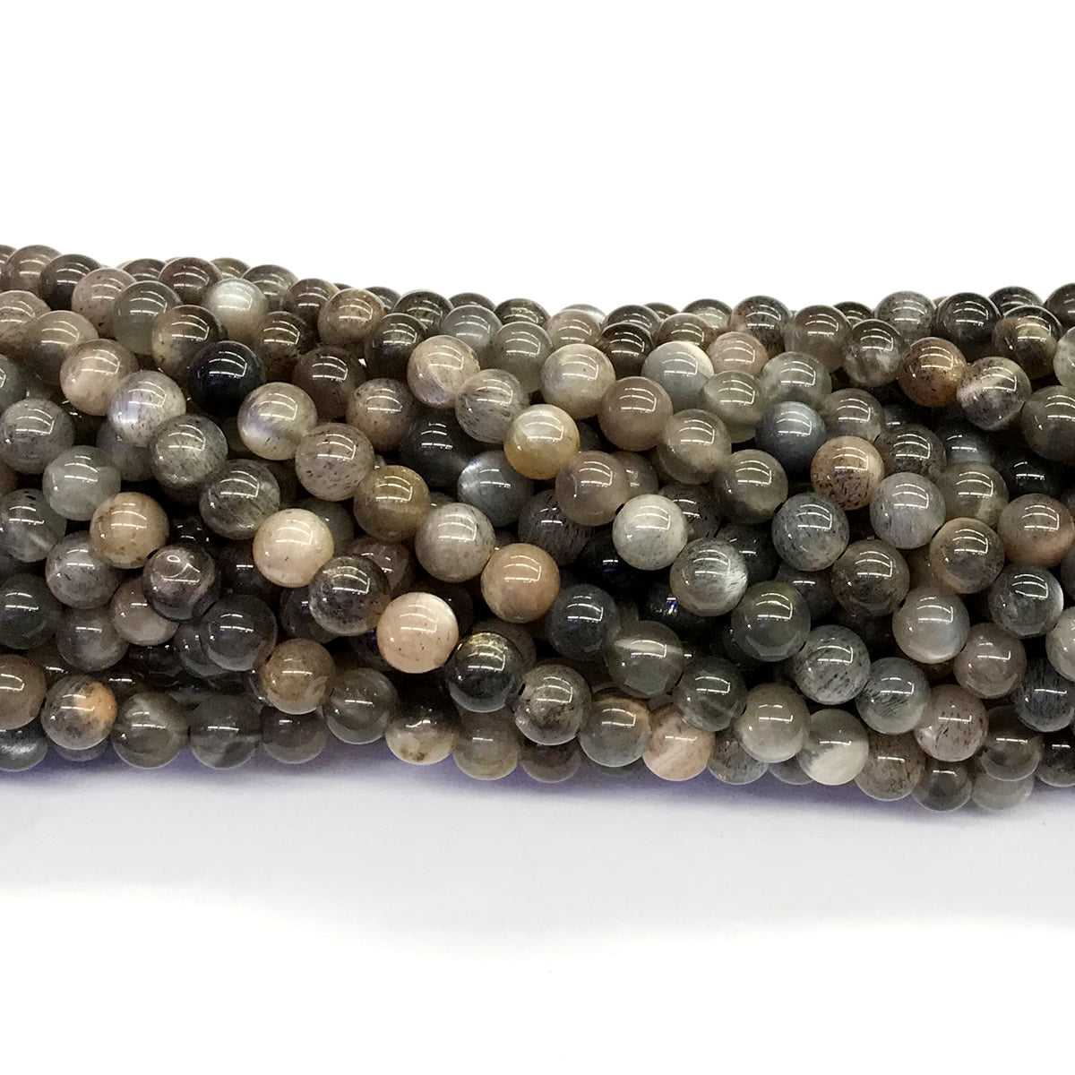 CMS37 Grey Moonstone Beads Smooth Round 6mm 15.5" Strand