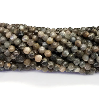 CMS37 Grey Moonstone Beads Smooth Round 6mm 15.5" Strand