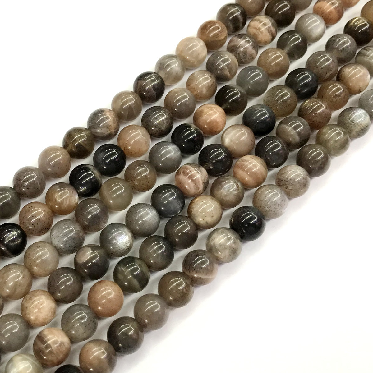 CMS38 Grey Moonstone Beads Smooth Round 8mm 15.5" Strand