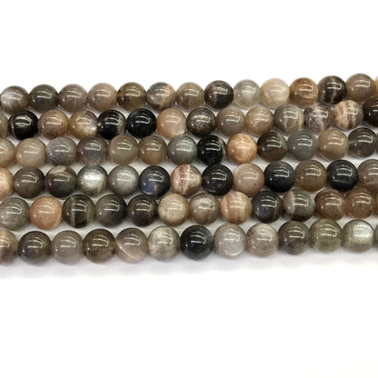 CMS38 Grey Moonstone Beads Smooth Round 8mm 15.5" Strand