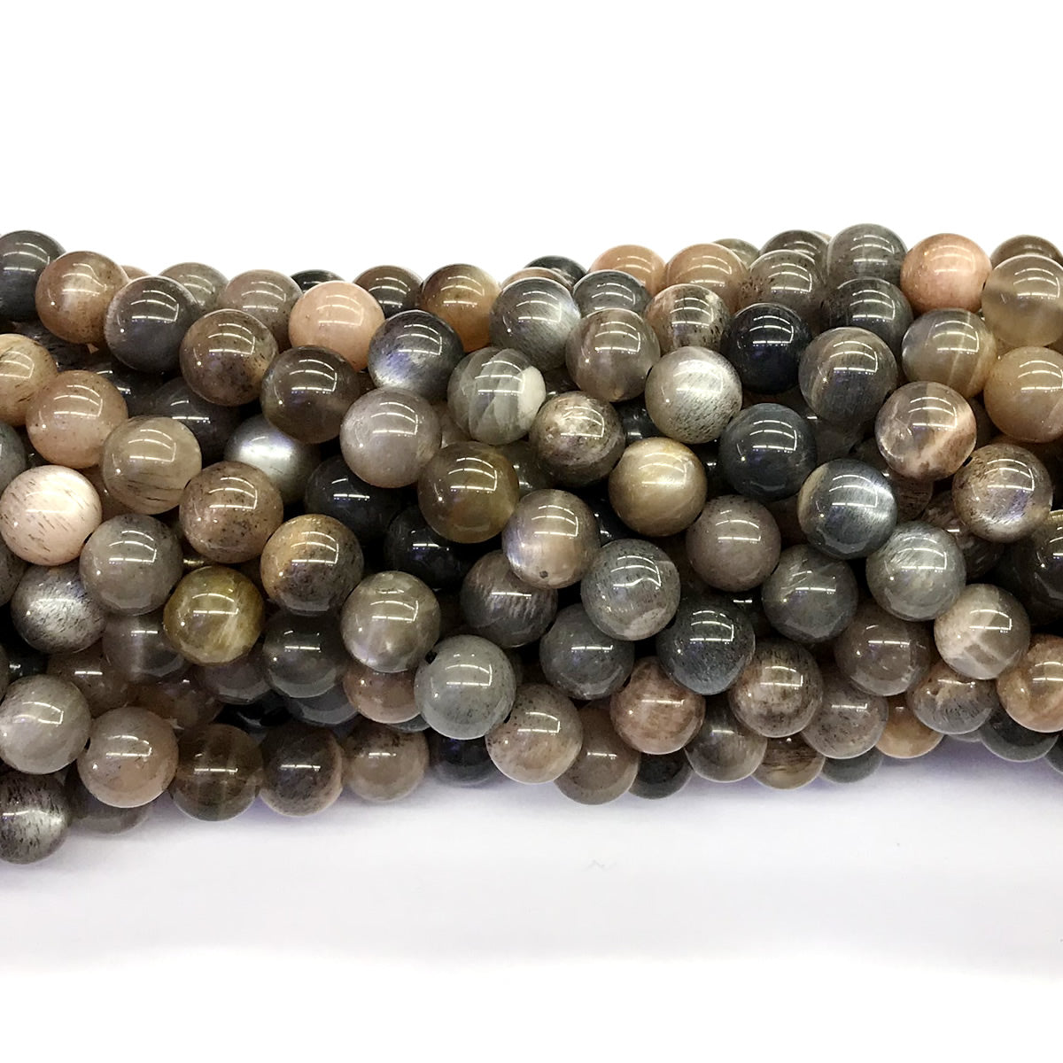 CMS38 Grey Moonstone Beads Smooth Round 8mm 15.5" Strand