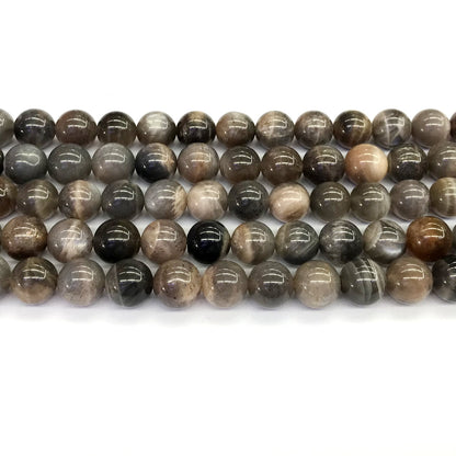 CMS39 Grey Moonstone Beads Smooth Round 10mm 15.5" Strand