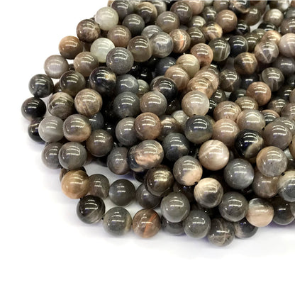 CMS39 Grey Moonstone Beads Smooth Round 10mm 15.5" Strand