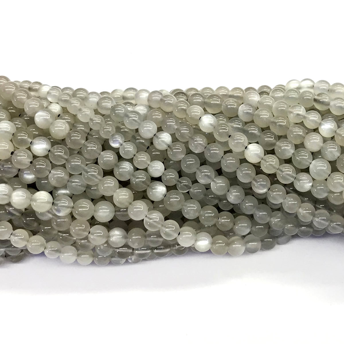 CMS43 Grey Moonstone Beads Smooth Round 4mm 15.5" Strand