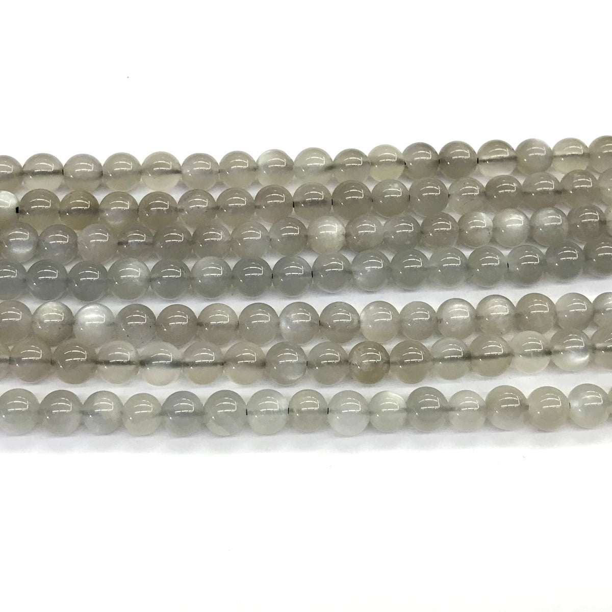 CMS44 Grey Moonstone Beads Smooth Round 6mm 15.5" Strand