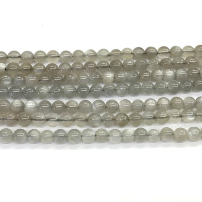 CMS44 Grey Moonstone Beads Smooth Round 6mm 15.5" Strand