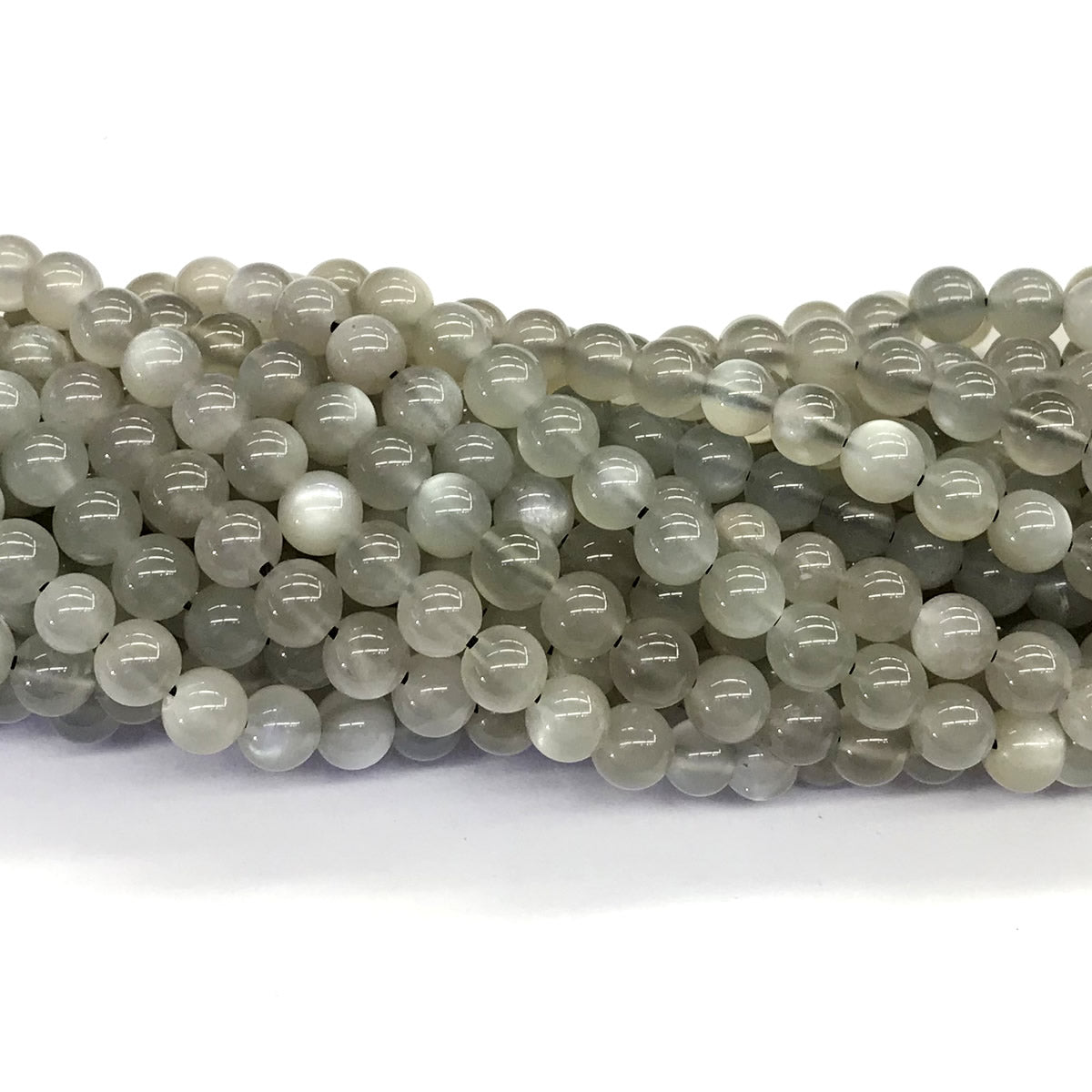 CMS44 Grey Moonstone Beads Smooth Round 6mm 15.5" Strand