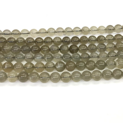 CMS45 Grey Moonstone Beads Smooth Round 8mm 15.5" Strand