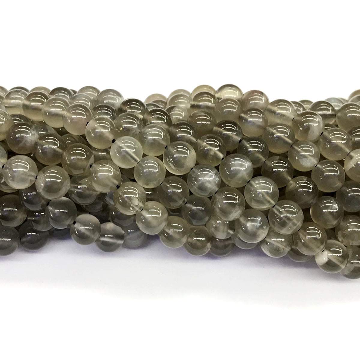 CMS45 Grey Moonstone Beads Smooth Round 8mm 15.5" Strand