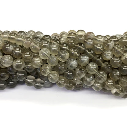 CMS45 Grey Moonstone Beads Smooth Round 8mm 15.5" Strand