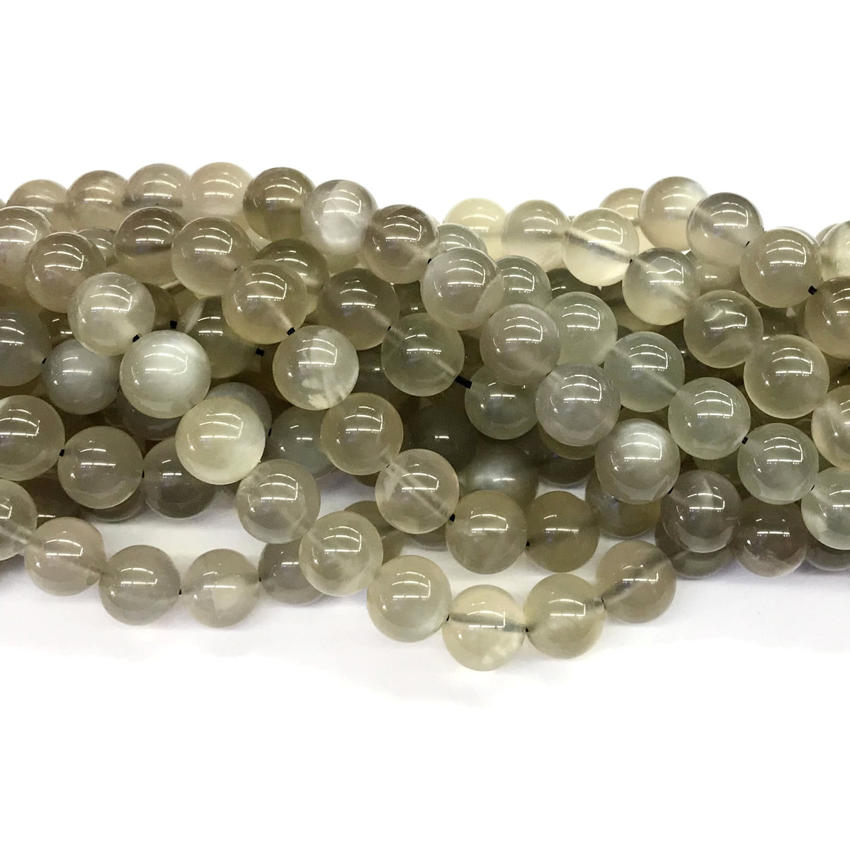 CMS46 Grey Moonstone Beads Smooth Round 10mm 15.5" Strand