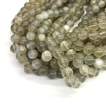 CMS46 Grey Moonstone Beads Smooth Round 10mm 15.5" Strand