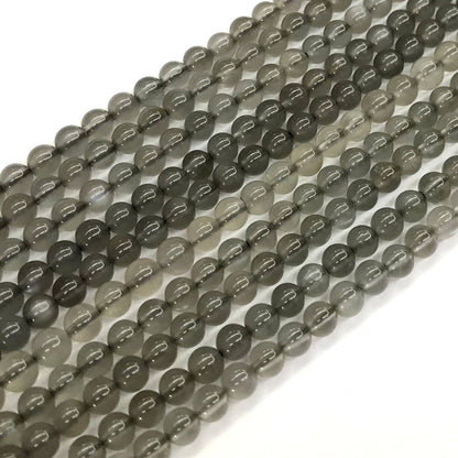 CMS50 Black Moonstone Beads Smooth Round 4mm 15.5" Strand