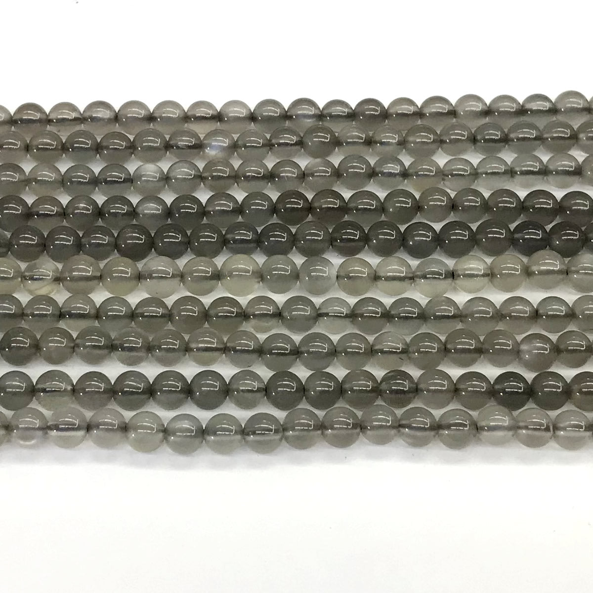 CMS50 Black Moonstone Beads Smooth Round 4mm 15.5" Strand