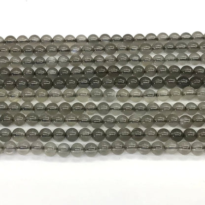 CMS50 Black Moonstone Beads Smooth Round 4mm 15.5" Strand