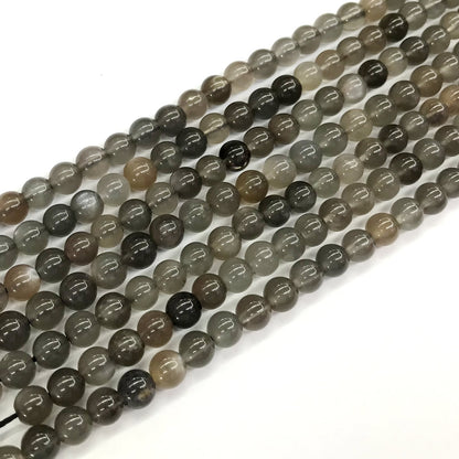 CMS51 Black Moonstone Beads Smooth Round 6mm 15.5" Strand