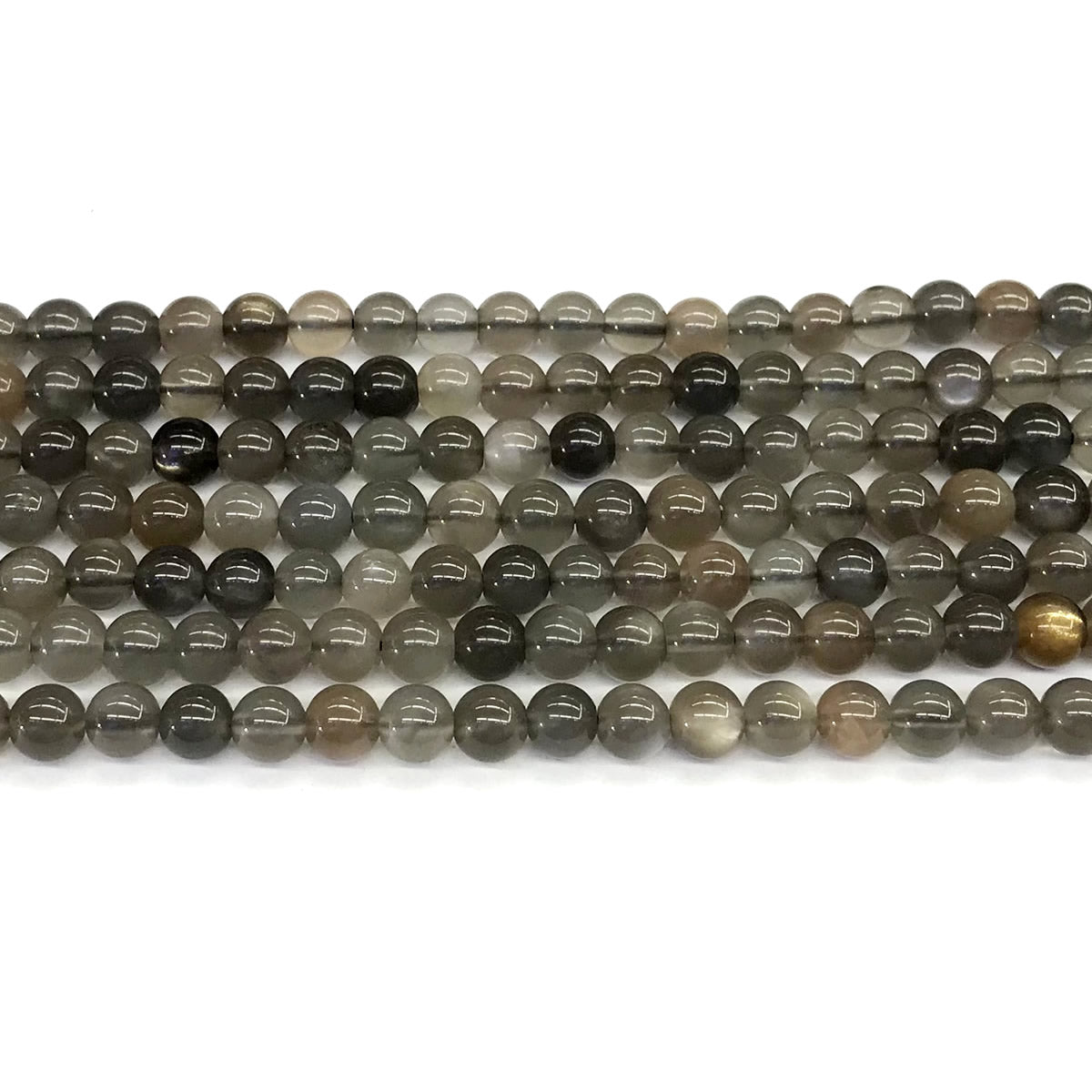 CMS51 Black Moonstone Beads Smooth Round 6mm 15.5" Strand