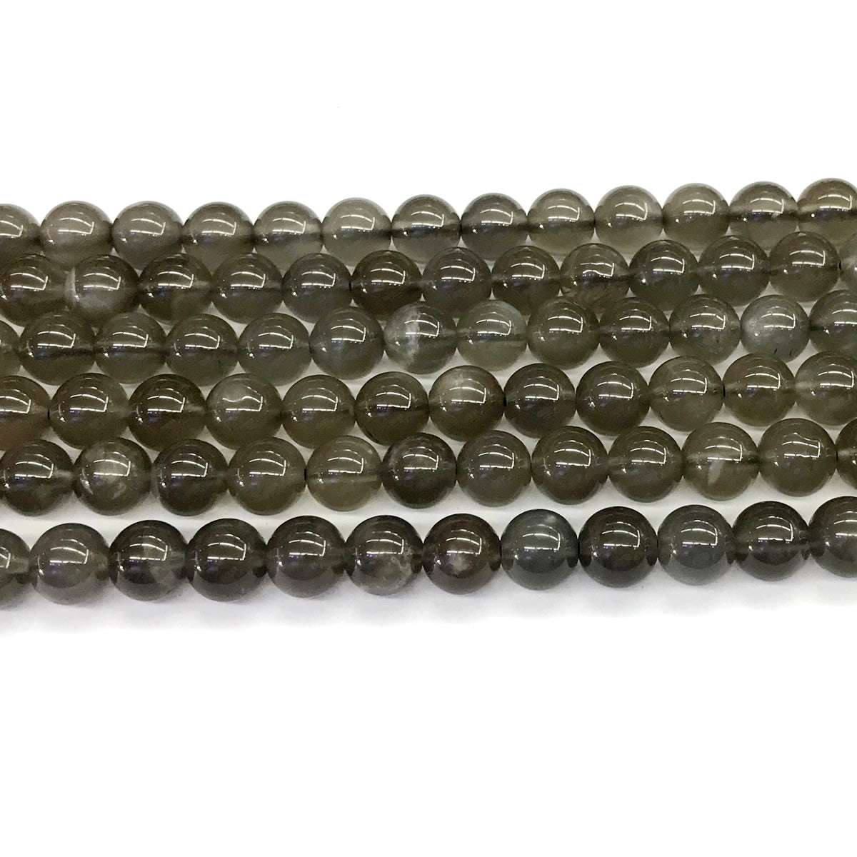 CMS52 Black Moonstone Beads Smooth Round 8mm 15.5" Strand