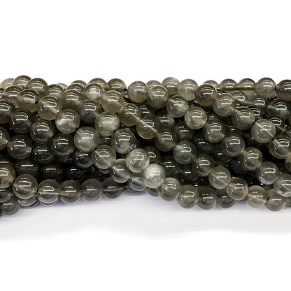 CMS52 Black Moonstone Beads Smooth Round 8mm 15.5" Strand