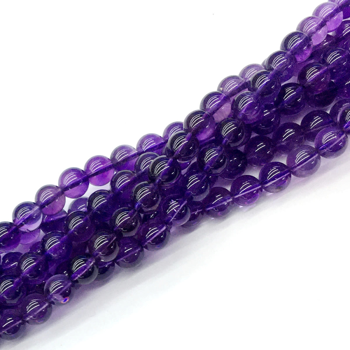 CNA02 Amethyst Gemstone Beads Smooth Round 6mm 15.5" Strand