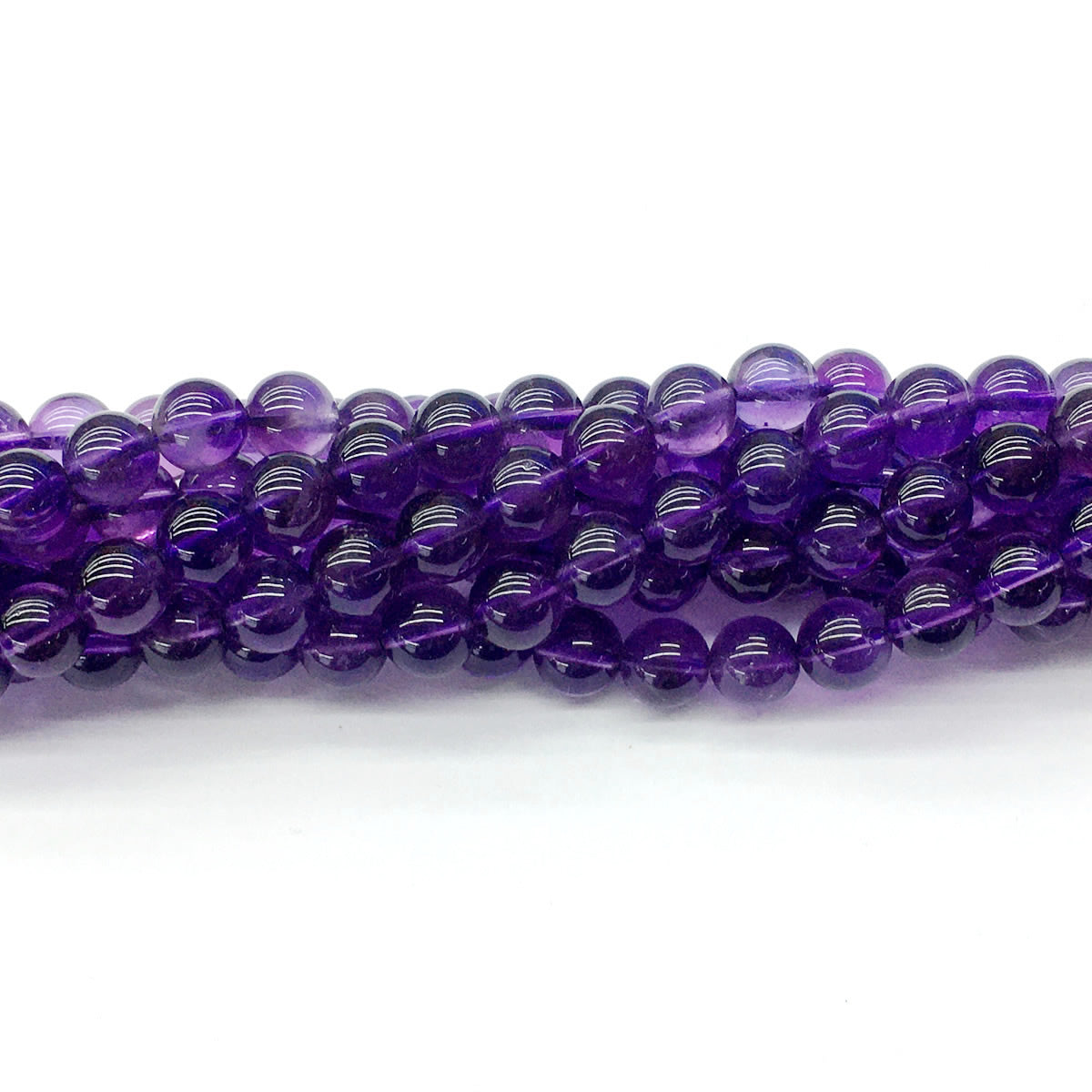 CNA02 Amethyst Gemstone Beads Smooth Round 6mm 15.5" Strand