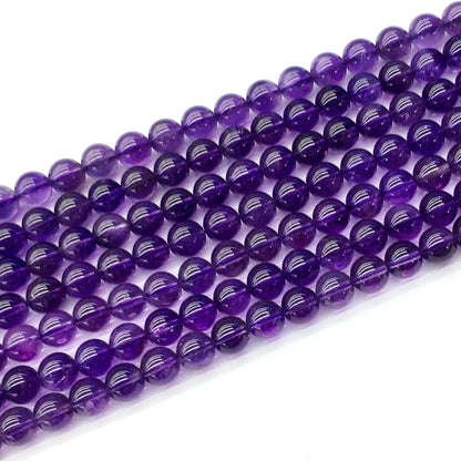 CNA02 Amethyst Gemstone Beads Smooth Round 6mm 15.5" Strand