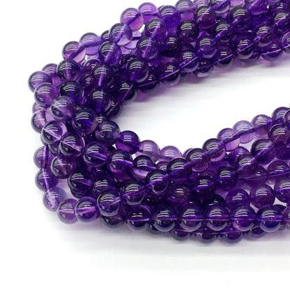 CNA02 Amethyst Gemstone Beads Smooth Round 6mm 15.5" Strand