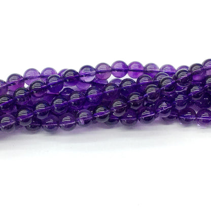 CNA03 Amethyst Gemstone Beads Smooth Round 8mm 15.5" Strand