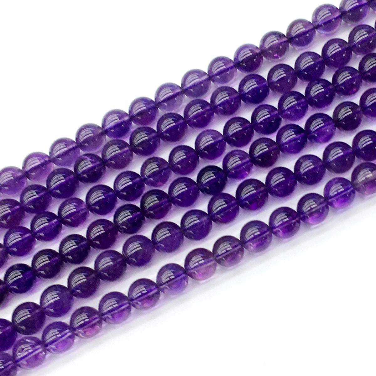 CNA03 Amethyst Gemstone Beads Smooth Round 8mm 15.5" Strand