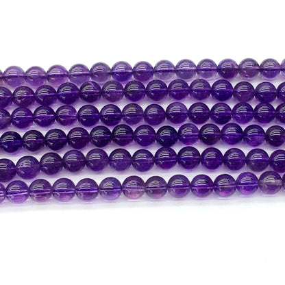 CNA03 Amethyst Gemstone Beads Smooth Round 8mm 15.5" Strand