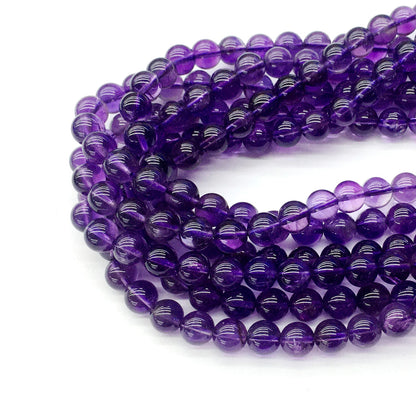 CNA03 Amethyst Gemstone Beads Smooth Round 8mm 15.5" Strand