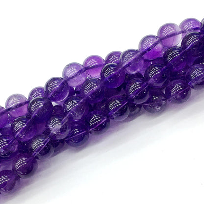 CNA04 Amethyst Gemstone Beads Smooth Round 10mm 15.5" Strand