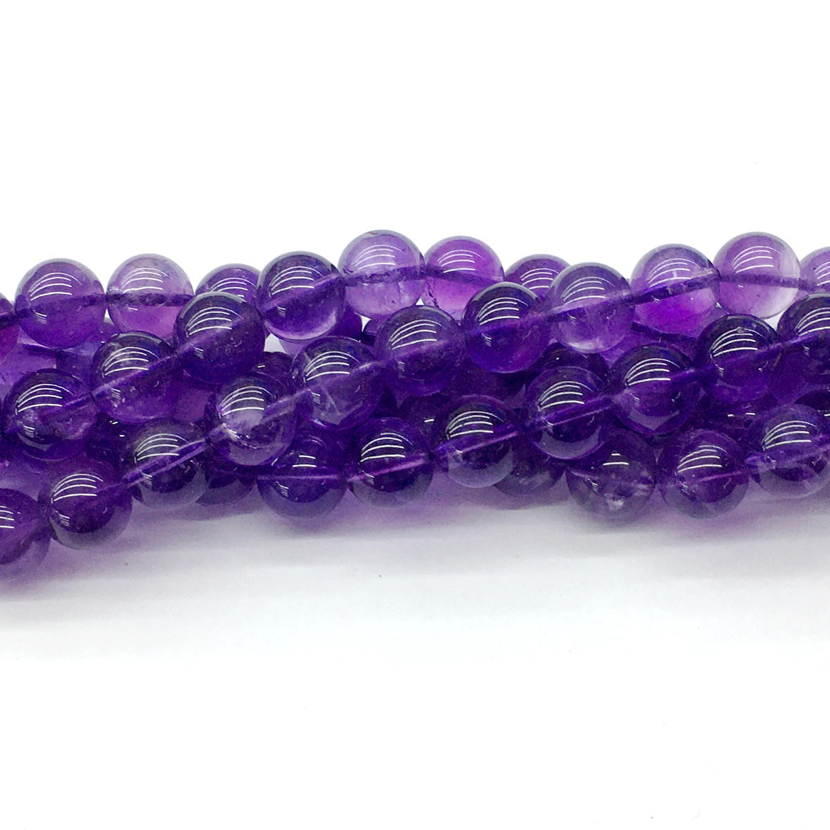 CNA04 Amethyst Gemstone Beads Smooth Round 10mm 15.5" Strand