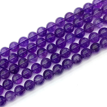 CNA04 Amethyst Gemstone Beads Smooth Round 10mm 15.5" Strand