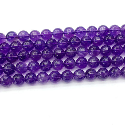 CNA04 Amethyst Gemstone Beads Smooth Round 10mm 15.5" Strand