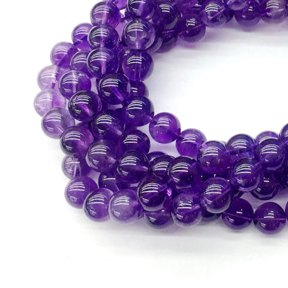 CNA04 Amethyst Gemstone Beads Smooth Round 10mm 15.5" Strand