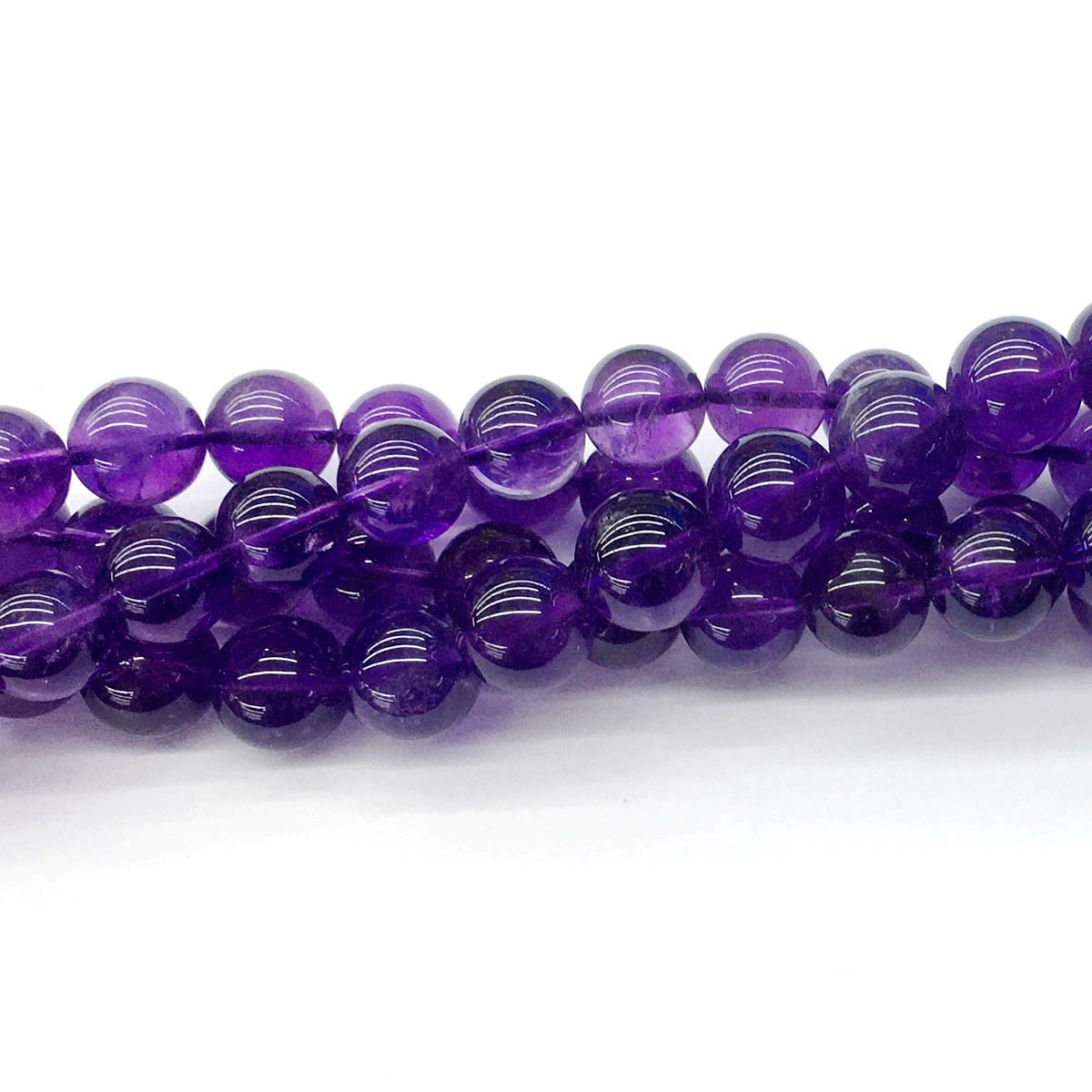 CNA05 Amethyst Gemstone Beads Smooth Round 12mm 15.5" Strand