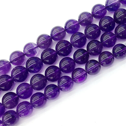 CNA05 Amethyst Gemstone Beads Smooth Round 12mm 15.5" Strand