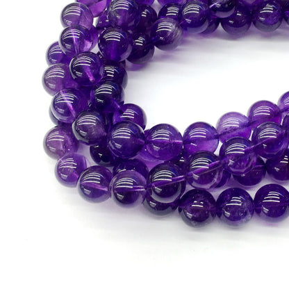 CNA05 Amethyst Gemstone Beads Smooth Round 12mm 15.5" Strand