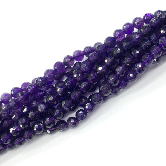 CNA08 Amethyst Gemstone Beads Faceted Round 6mm 15.5" Strand