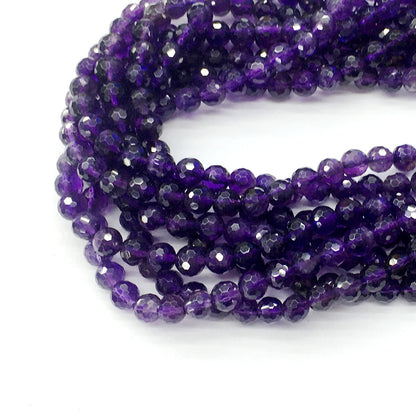 CNA08 Amethyst Gemstone Beads Faceted Round 6mm 15.5" Strand