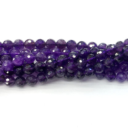 CNA09 Amethyst Gemstone Beads Faceted Round 8mm 15.5" Strand