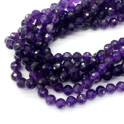 CNA09 Amethyst Gemstone Beads Faceted Round 8mm 15.5" Strand