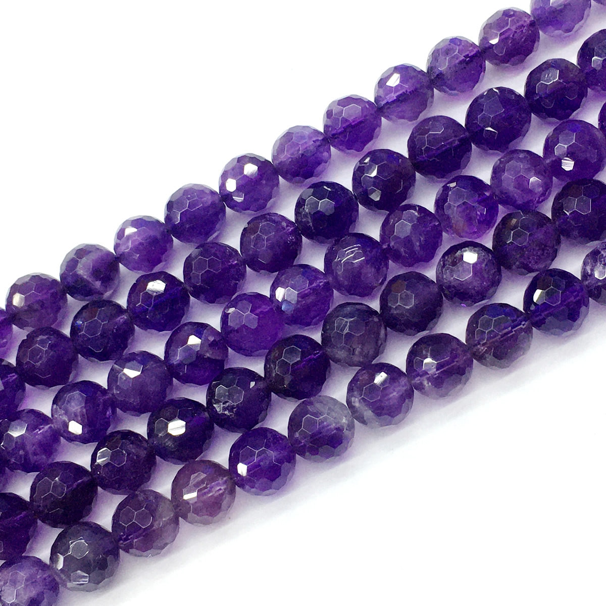 CNA10 Amethyst Gemstone Beads Faceted Round 10mm 15.5" Strand