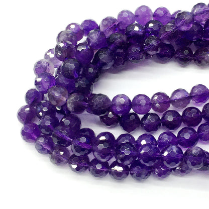 CNA10 Amethyst Gemstone Beads Faceted Round 10mm 15.5" Strand