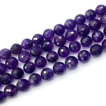 CNA11 Amethyst Gemstone Beads Faceted Round 12mm 15.5" Strand