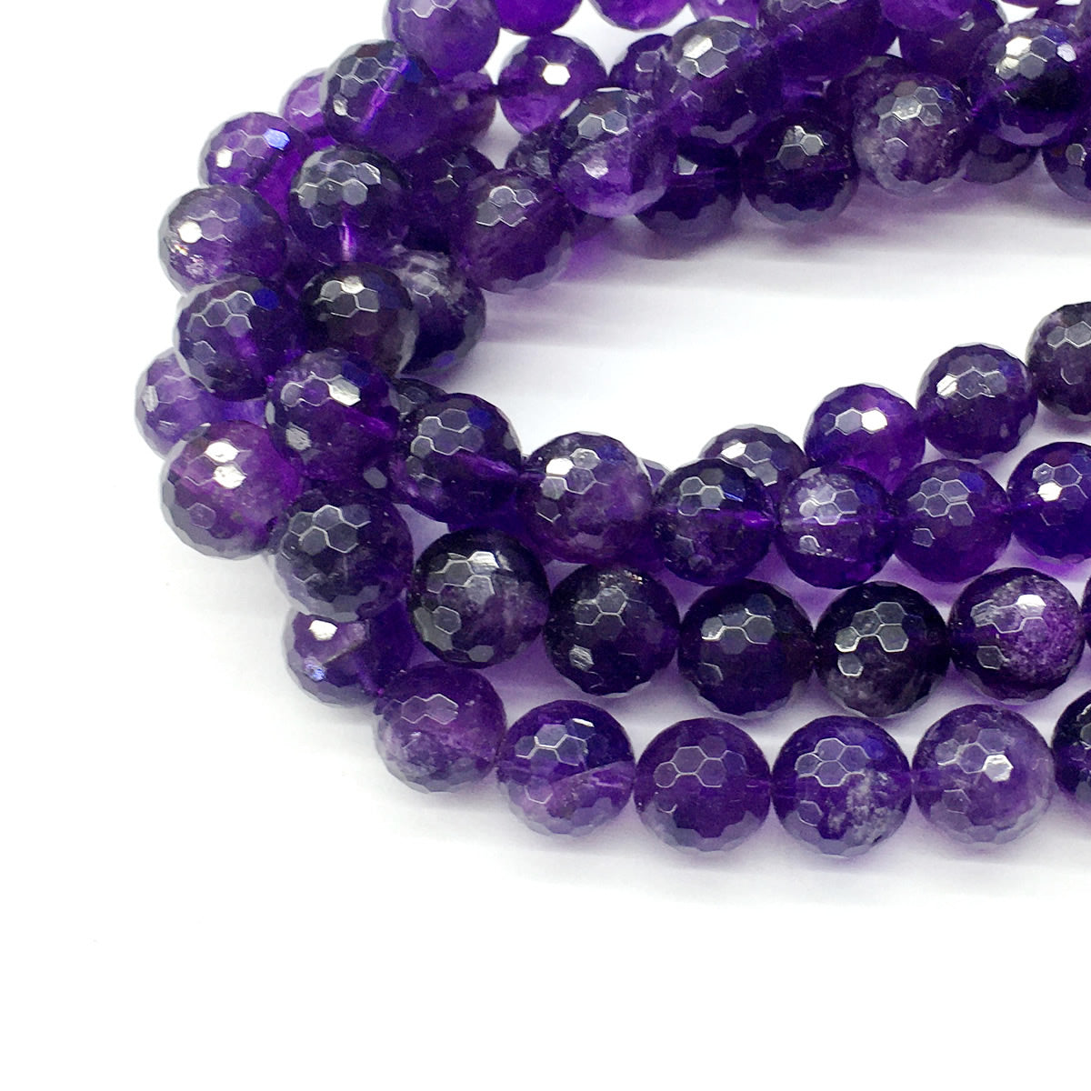 CNA11 Amethyst Gemstone Beads Faceted Round 12mm 15.5" Strand