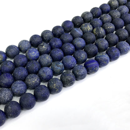 CNL04 Lapis Lazuli Gemstone Beads Matte Round 10mm 15" Strand