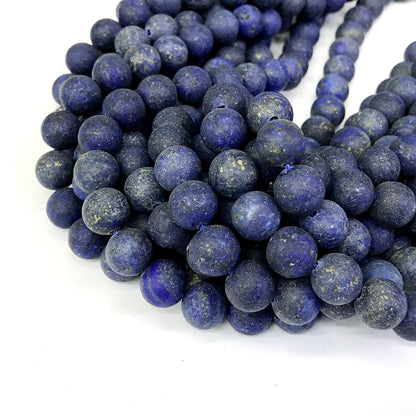 CNL04 Lapis Lazuli Gemstone Beads Matte Round 10mm 15" Strand